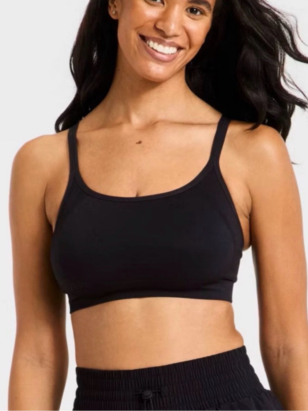 NWT All in Motion Light Support Contour Flex Ribbed Sports Bra Black Size XL